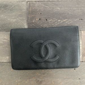 Chanel black leather wallet